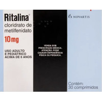 Ritalina 10mg  (clor. de metilfenidato) c/ 30 compr.