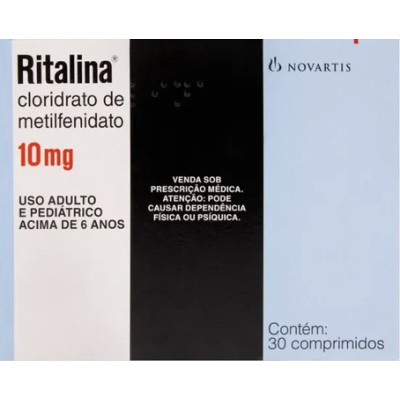 Ritalina 10mg  (clor. de metilfenidato) c/ 30 compr.