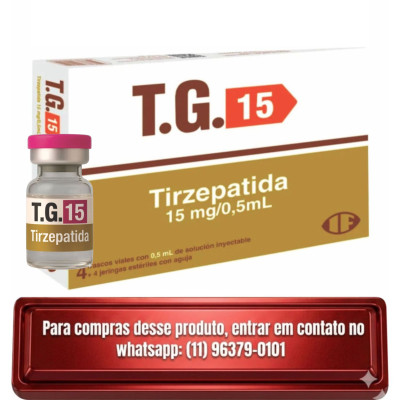 Tirzepatida 15mg c/ 0,5ml - Import. Marca TG - 1 Amp. de 15mg Tirzepatida 15mg c/ 0,5ml - Import. Marca TG - 1 Amp. de 15mg