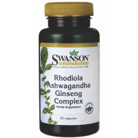 Complexo Rhodiola, Ashwagandha e Ginseng - Marca Swanson - 60 caps.