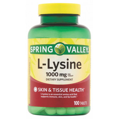 Lisina 1000mg (L-Lysine) - 100 Tablets - Spring Valley
