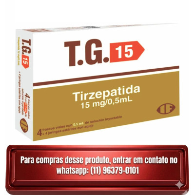 Tirzepatida 15mg c/ 0,5ml - Impor. Marca TG - 1 Ampola de 15mg Tirzepatida 15mg c/ 0,5ml - Impor. Marca TG - 1 Ampola de 15mg